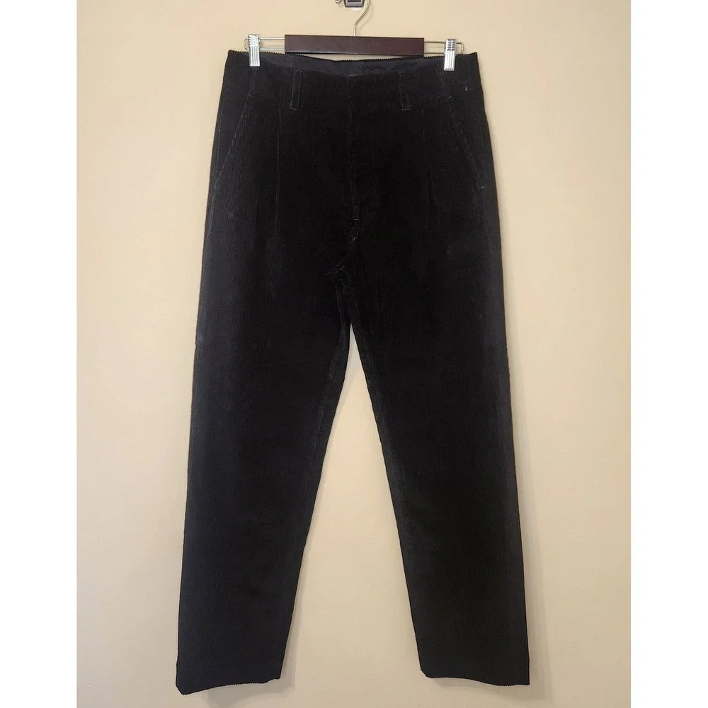 Madewell Mens Black Corduroy Straight Leg Pleated Trousers‎ Size 30X31 NWT